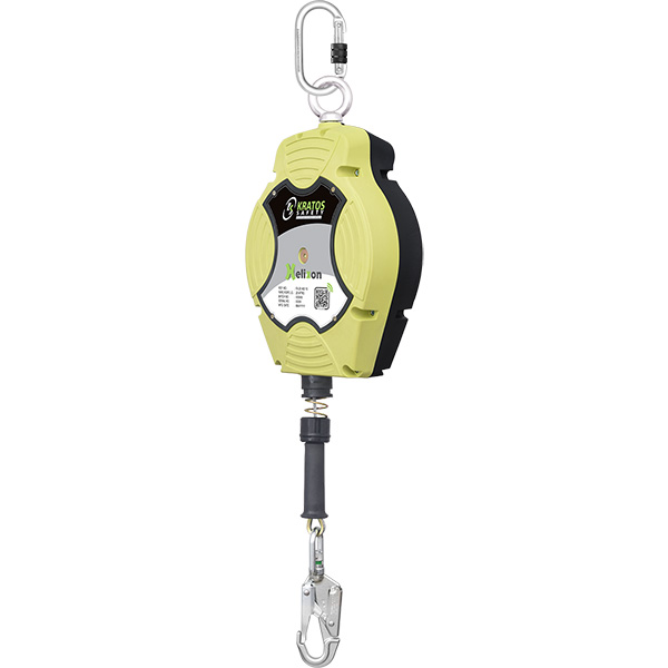 Antichute à Rappel Automatique 10m Certifié - Harnais Sécurité Avec Crochet Autobloquant Charge 150kg Jaune
