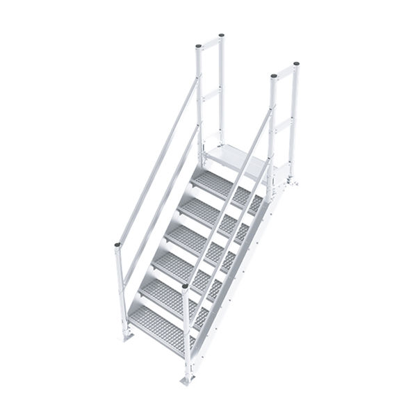 Escalier Extérieur Métallique 3 Marches - Galvanisé, Largeur 100 Cm, Hauteur Réglable