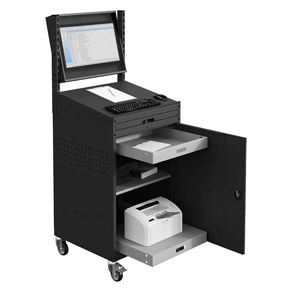 Rayon Informatique Meuble informatique mobile avec rangement - Livré en 48h